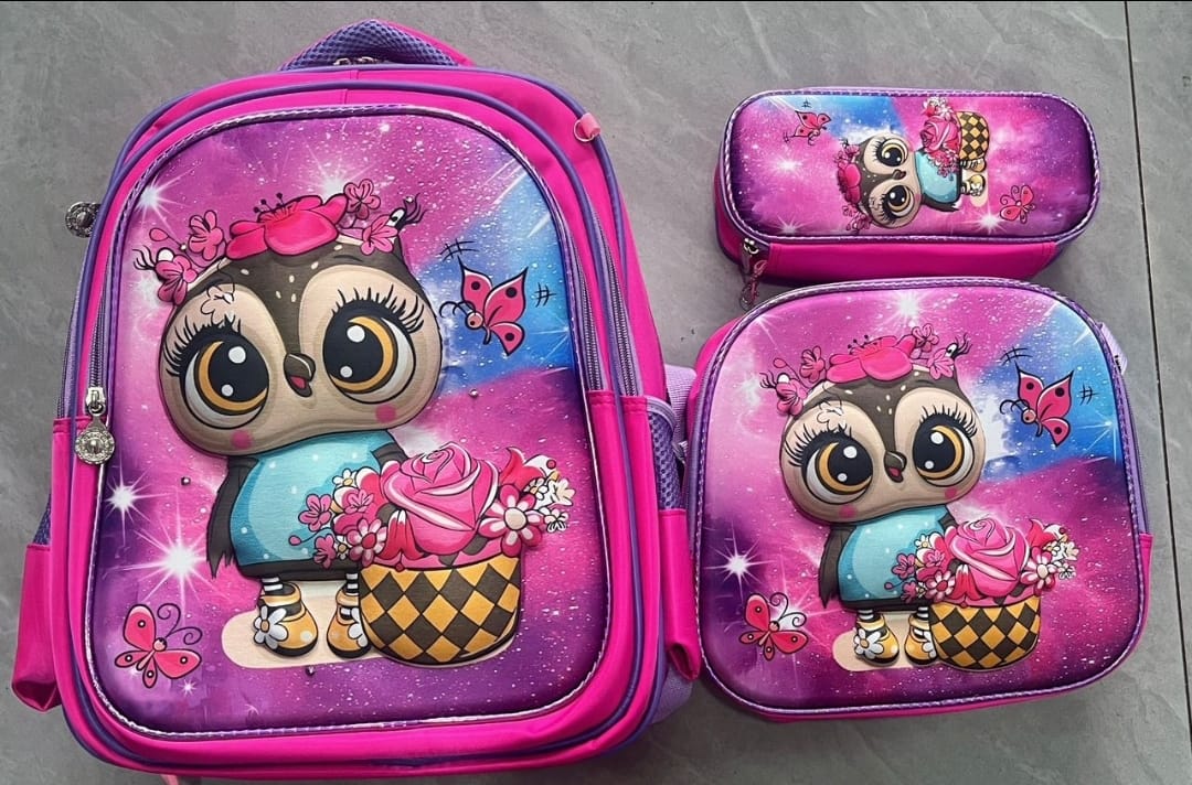 MOCHILA ESCOLAR INFANTIL 3D MAS LONCHERA Y ESTUCHE - 1