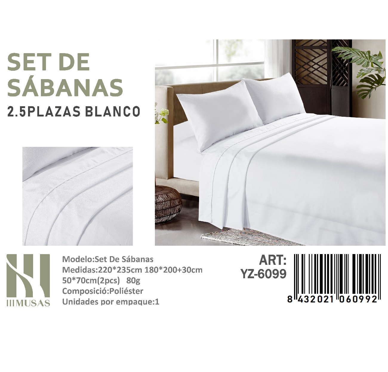 SET DE SABANAS KING 150 HILOS + 2 FUNDA DE ALMOHADA - 1
