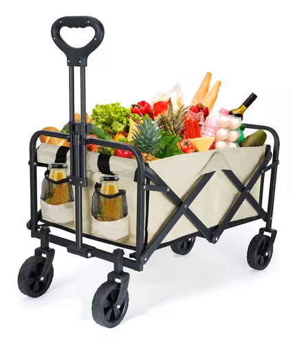 CARRITO PLEGABLE ORGANIZADOR CAMPING CARGA PEQUEÑO BEIGE - 1