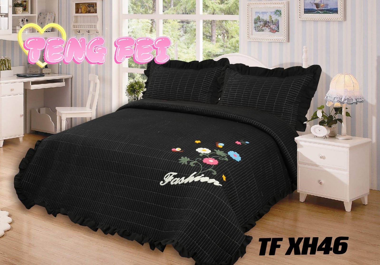 CUBRECAMA QUILT DE VERANO DISEÑO BORDADO 2P - 1