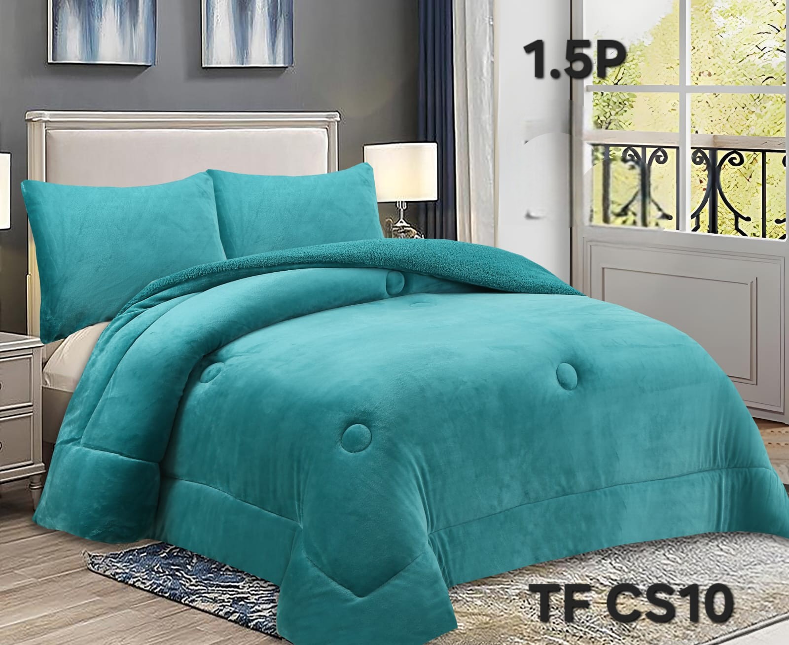 COBERTOR DE INVIERNO PLUSH LISO PLAZA Y MEDIA - 1