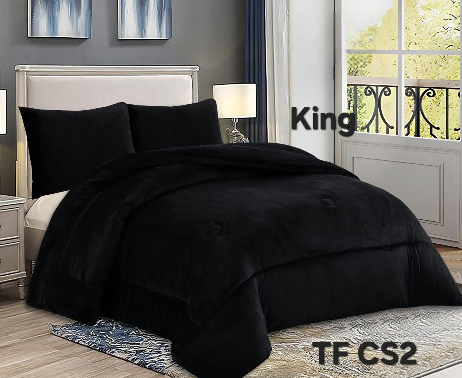 COBERTOR DE INVIERNO PLUSH LISO TAMAÑO KING - 1