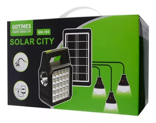 KIT PANEL SOLAR CON 3 BOMBILLOS MAS CABLES DE CARGA - 1