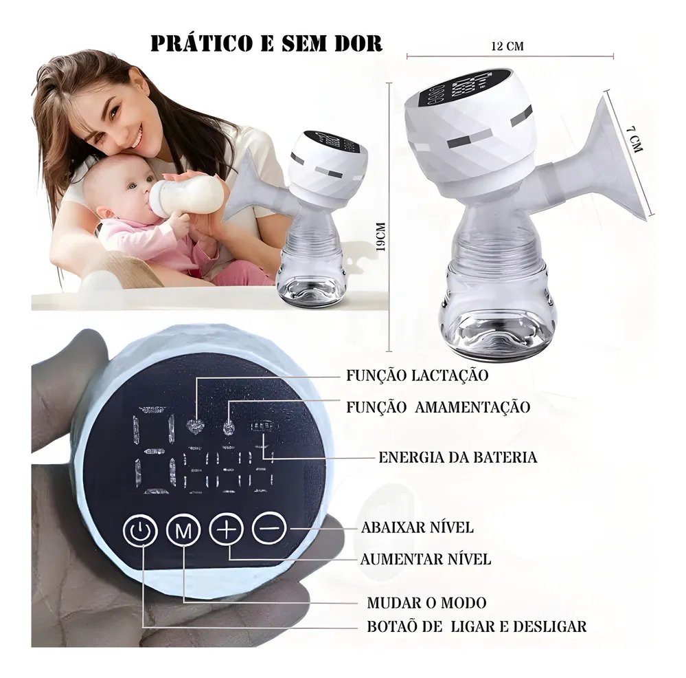 EXTRACTOR DE LECHE ELÉCTRICO SACA LECHE MANOS LIBRES SUCCION - 2