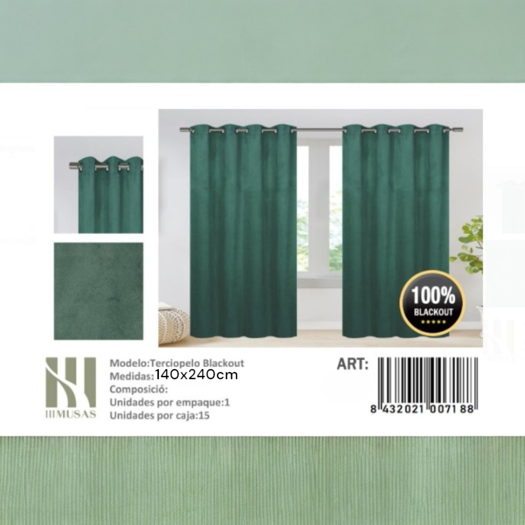 SET DE CORTINAS BLACKOUT TERCIOPELO 140X240CM - 1