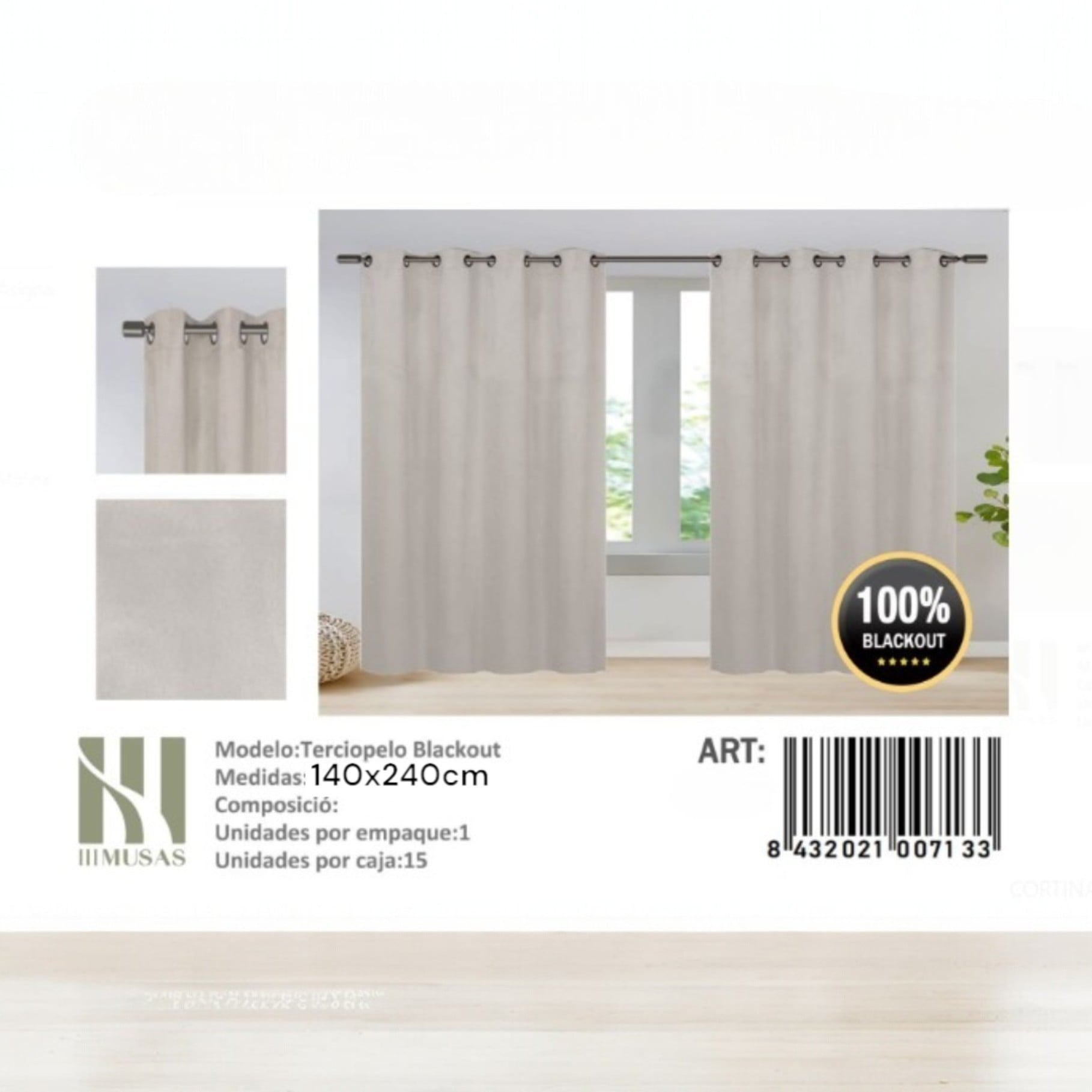 SET DE CORTINAS BLACKOUT TERCIOPELO 140X240CM - 1