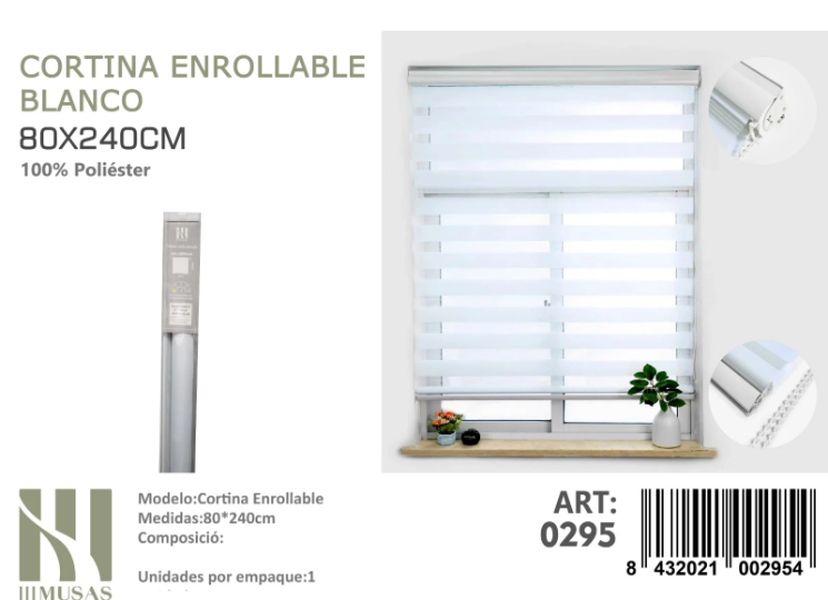 CORTINA ROLLER DUO LISA 80CM X 240CM - 1