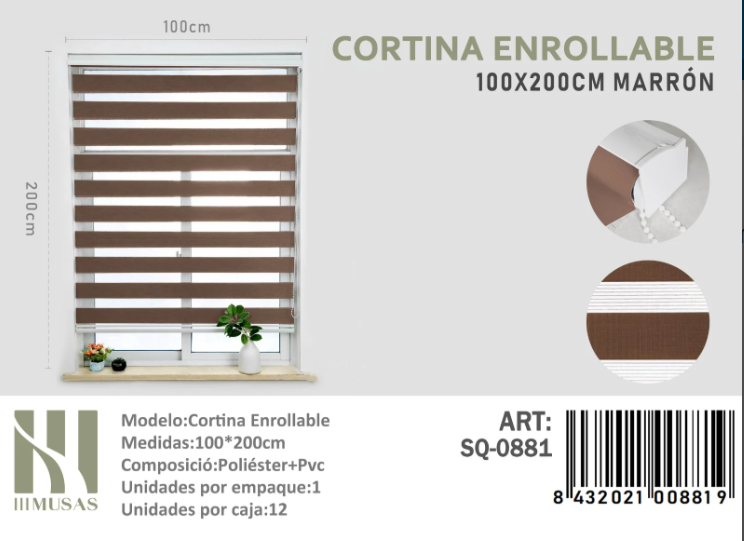 CORTINA ROLLER DUO LISA 100CM X 200CM - 1
