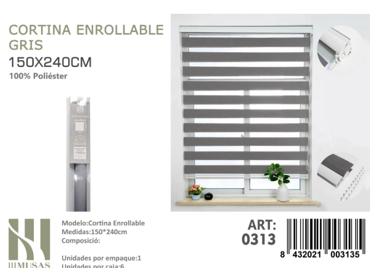 CORTINA ROLLER DUO LISA 150CM X 240CM - 1