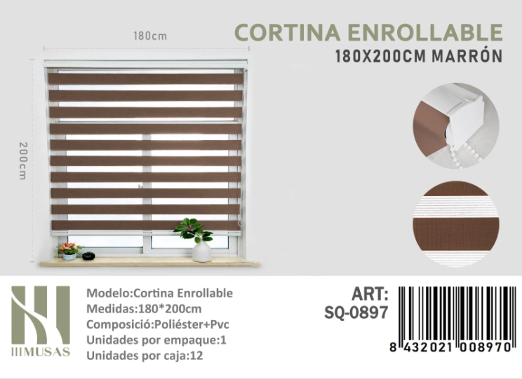 CORTINA ROLLER DUO LISA 180CM X 200CM - 1