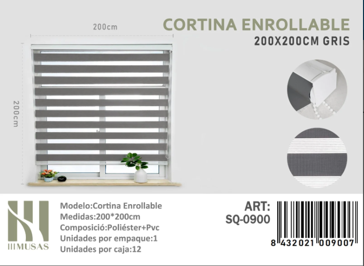 CORTINA ROLLER DUO LISA 200CM X 200CM - 1