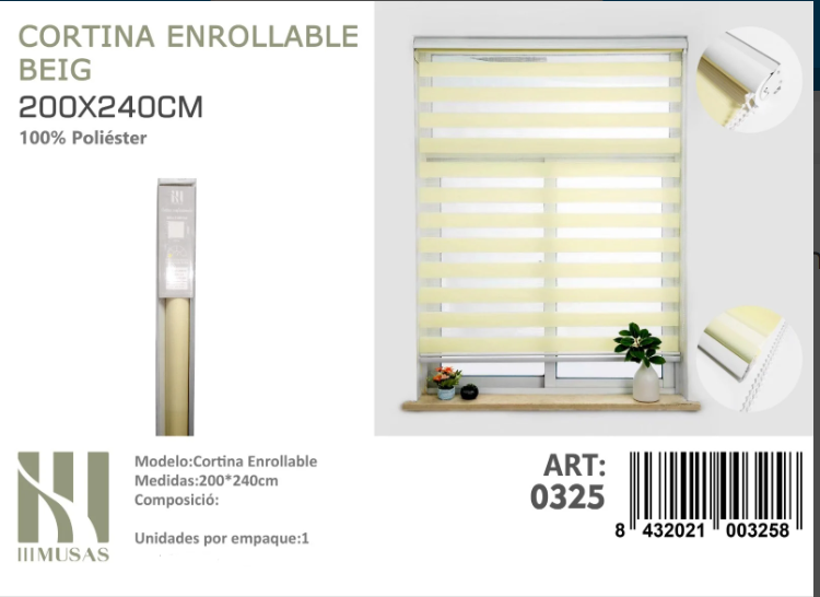 CORTINA ROLLER DUO LISA 200CM X 240CM - 1