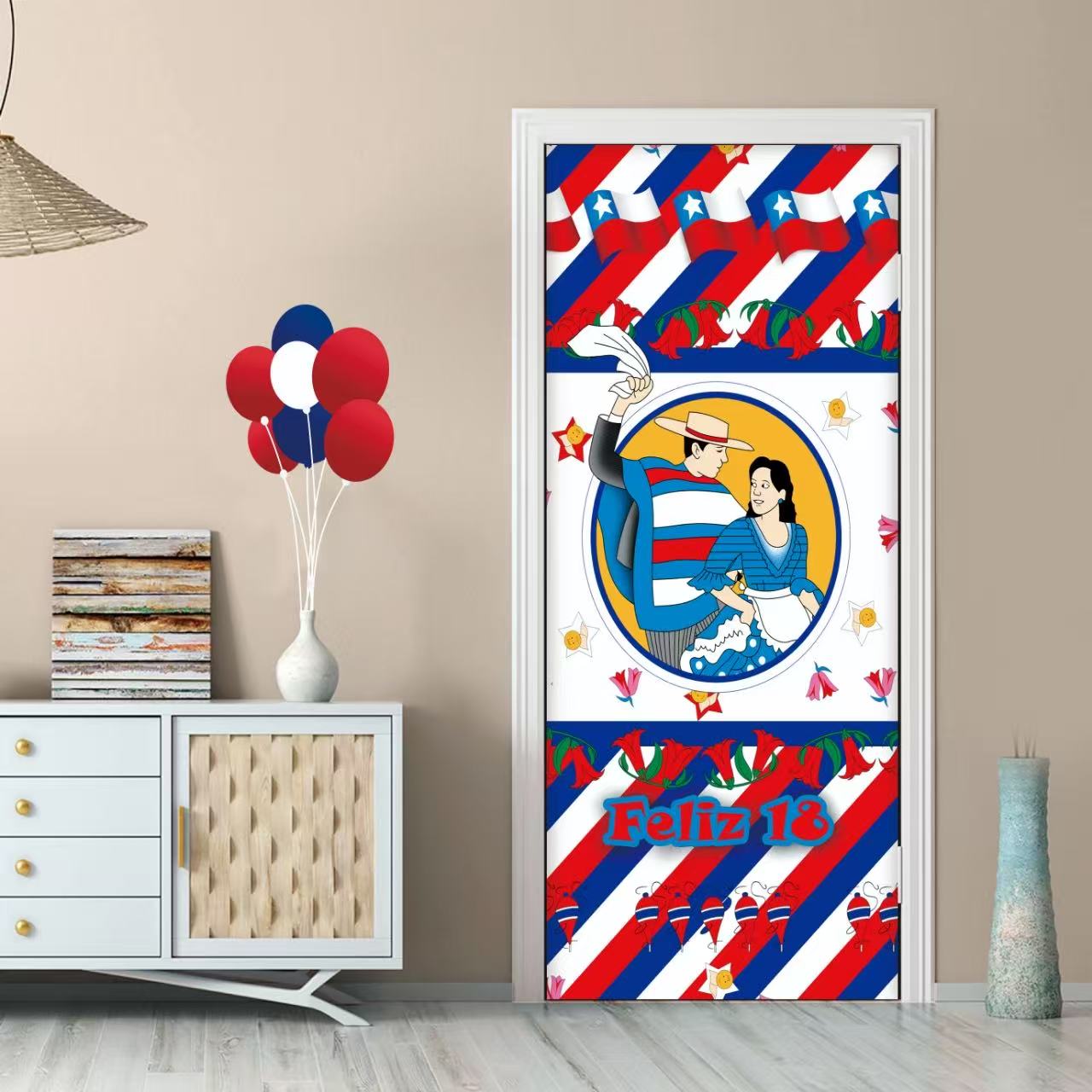 FUNDA DECORATIVA PARA PUERTA DISEÑO FECHAS PATRIAS - 1