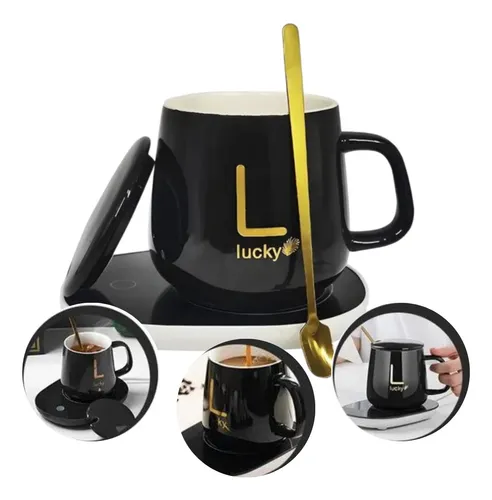 TAZA CERÁMICA CON CALENTADOR ELÉCTRICO Y CUCHARA - 1