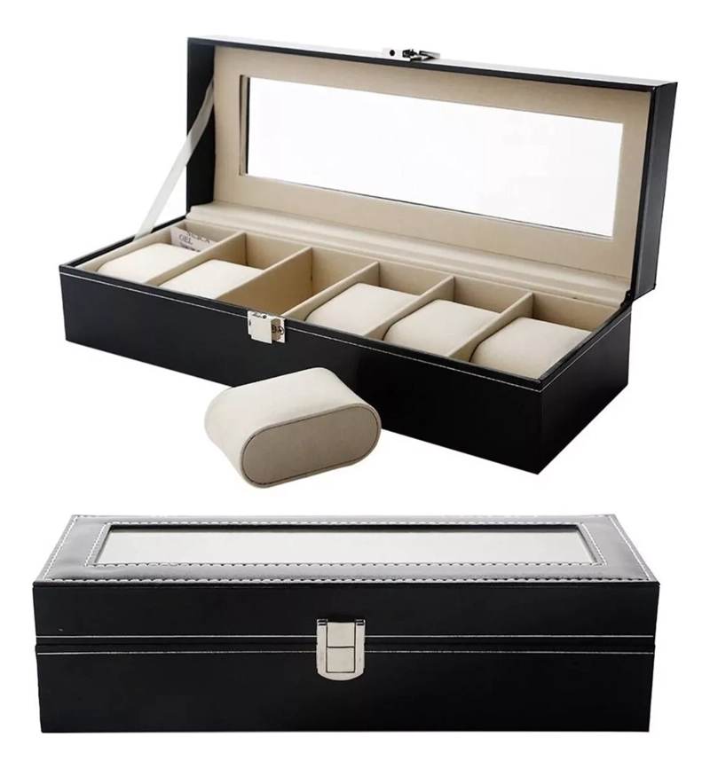 CAJA ORGANIZADOR PARA 6 RELOJES EN COLOR NEGRO - 1