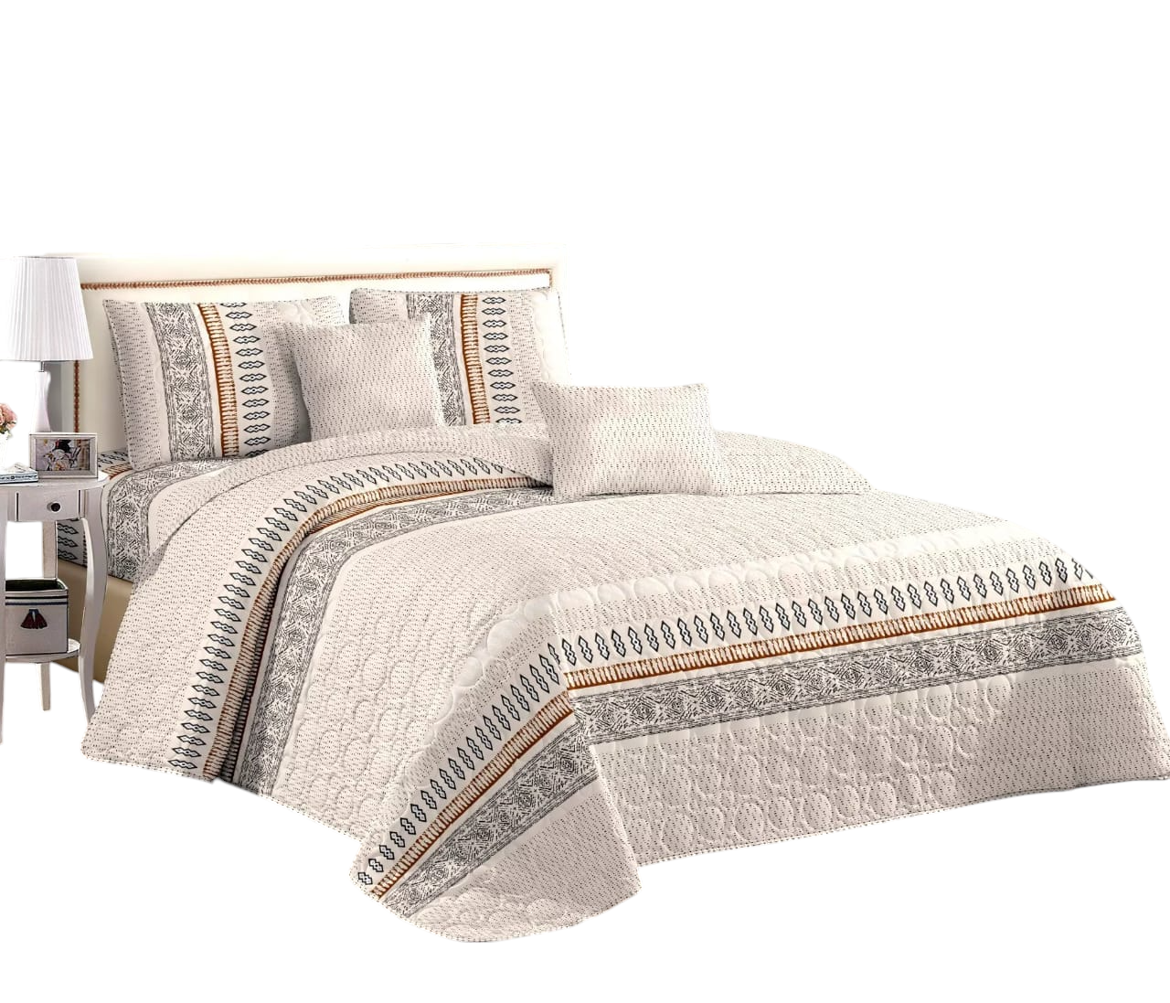 CUBRECAMA QUILT DE VERANO CON DISEÑO TF PLAZA Y MEDIA - 1