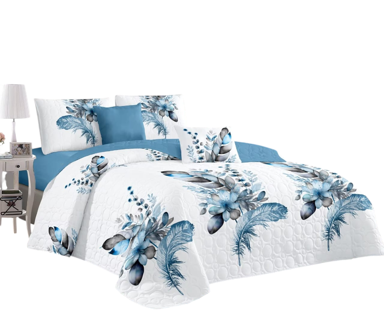 CUBRECAMA QUILT DE VERANO CON DISEÑO TF PLAZA Y MEDIA - 1