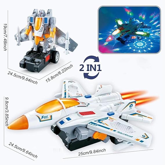 ROBOT TRANSFOMERS AVION MILITAR LUCES + SONIDO + BATERIA - 2