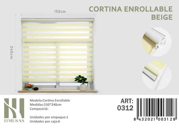 CORTINA ROLLER DIA Y NOCHE 150X240 CM - 1