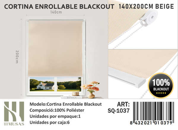 CORTINA ROLLER BLACKOUT 140X200CM - 1