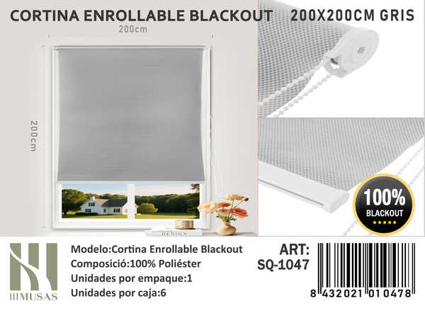 CORTINA ROLLER BLACKOUT 200X200CM - 1