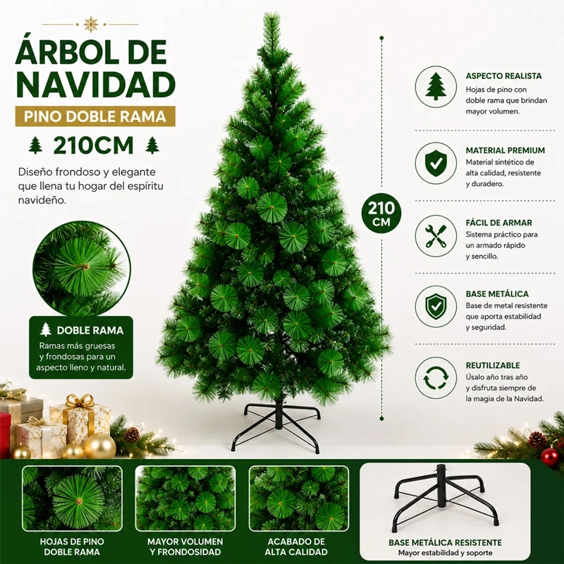 ARBOL DE NAVIDAD PINO DOBLE RAMA 210CM SDS39 - 1