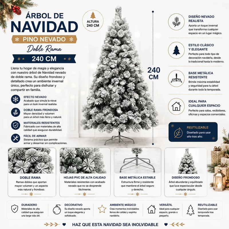 ARBOL DE NAVIDAD PINO NEVADO DOBLE RAMA 240CM SDS48 - 1
