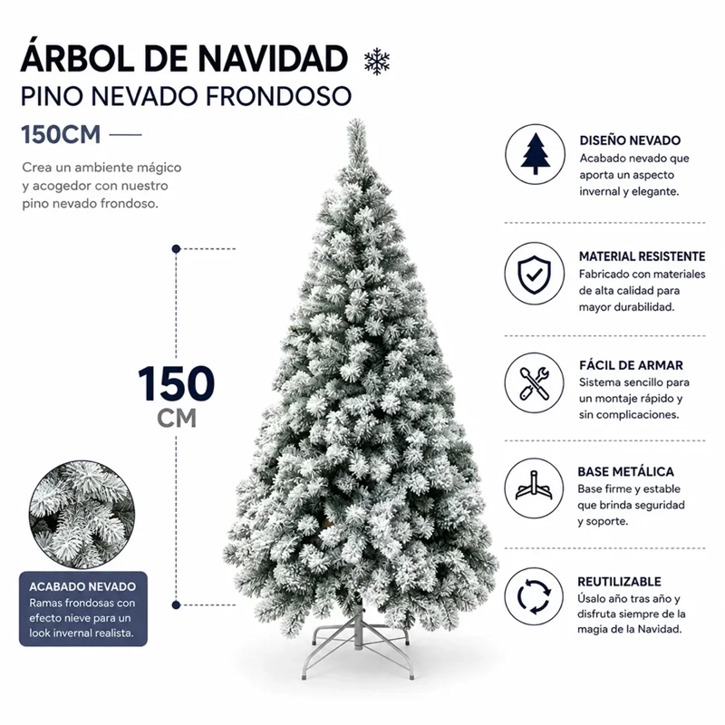ARBOL DE NAVIDAD PINO NEVADO FRONDOSO 150 CM SDS52 - 1
