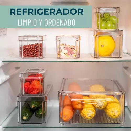 ORGANIZADOR REFRIGERADOR COCINA SET 7 CONTENEDORES CON TAPA - 2
