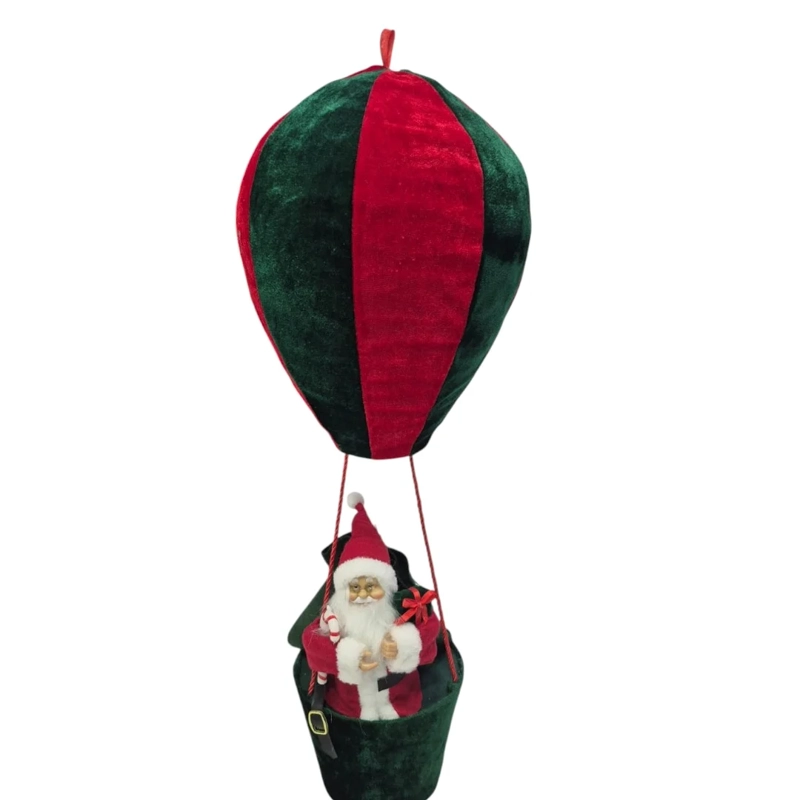GLOBO AEROSTATICO PAPA NOEL 80CM ROJO Y VERDE - 1