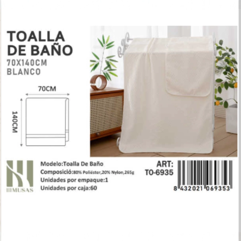 TOALLA DE MICROFIBRA SUAVE 70X140CM IMUSSA - 1