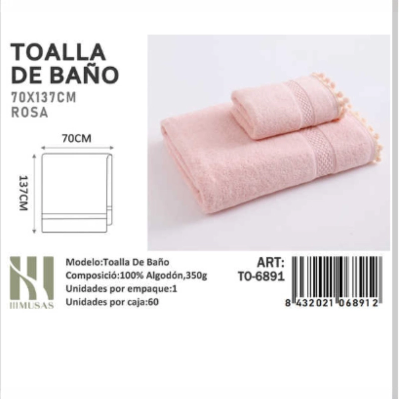 TOALLAS 100% ALGODON CON DETALLES BORDADOS 70X140 - 1