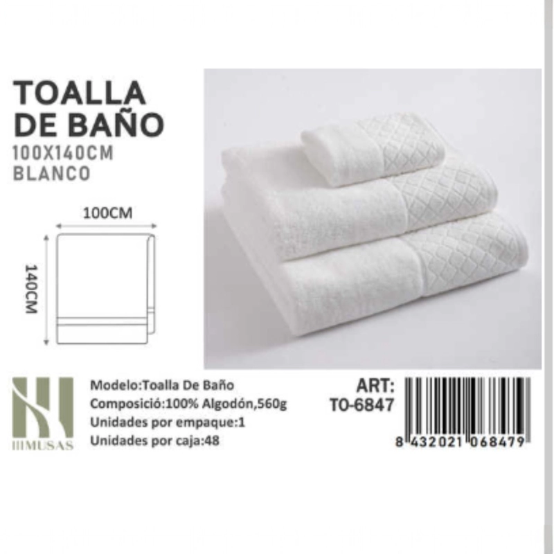 TOALLAS 100% ALGODON CON DETALLES BORDADOS 100X140CM - 1