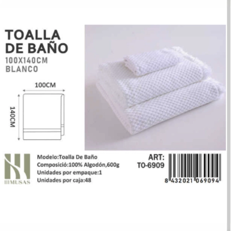TOALLAS 100% ALGODON CON DETALLES BORDADOS 100X140CM - 1