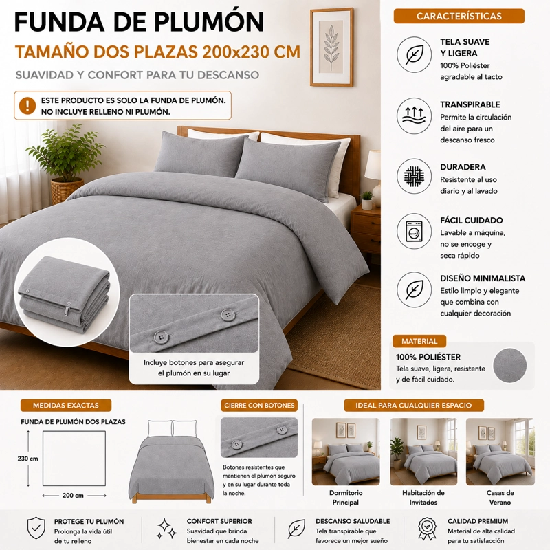 FUNDA DE PLUMON ROUSS 2 PLAZAS - 1