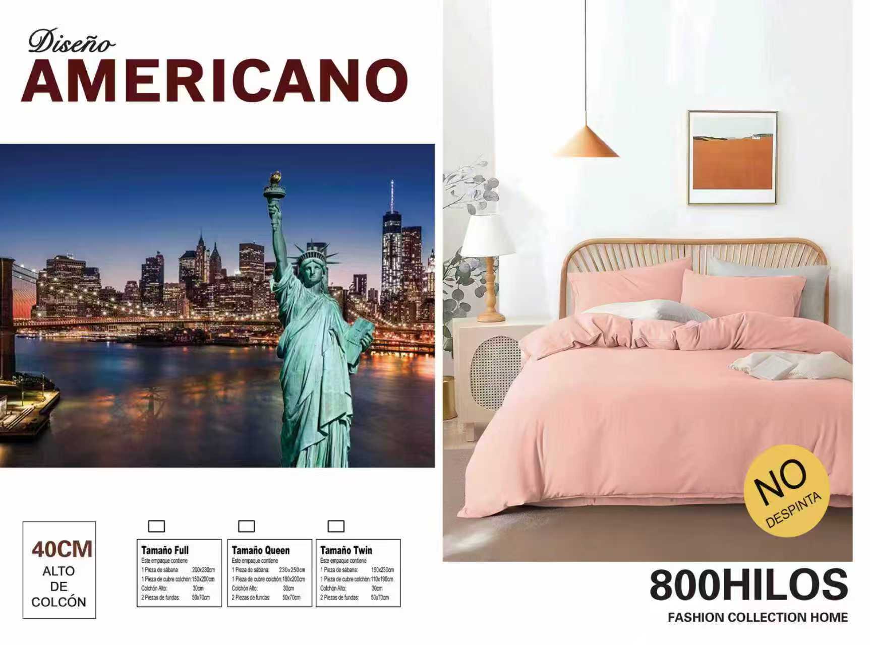 JUEGO DE SABANAS KING ALGODON 800 HILOS MODELO AMERICANO - 1