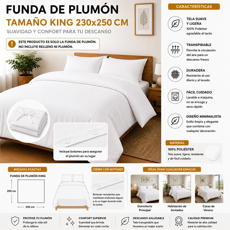 FUNDA DE PLUMON ROUSS TAMAÑO KING - 1
