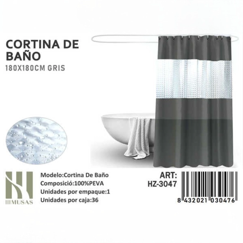 CORTINA DE BAÑO IMPERMEABLE 180X180CM - 1