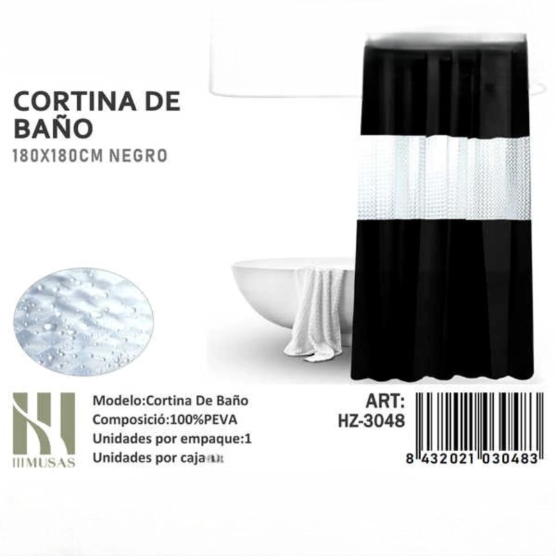CORTINA DE BAÑO IMPERMEABLE 180X180CM - 1