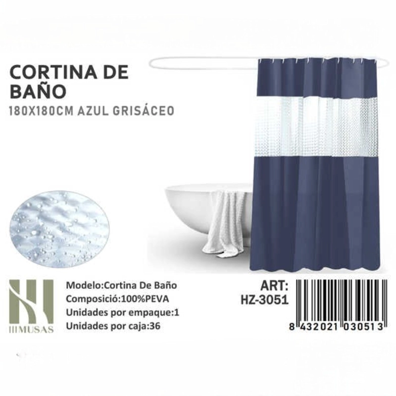 CORTINA DE BAÑO IMPERMEABLE 180X180CM - 1
