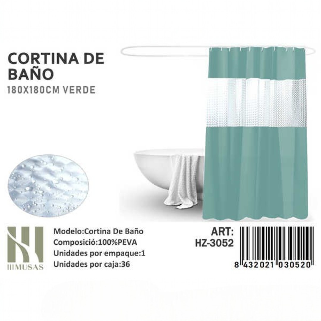 CORTINA DE BAÑO IMPERMEABLE 180X180CM - 1