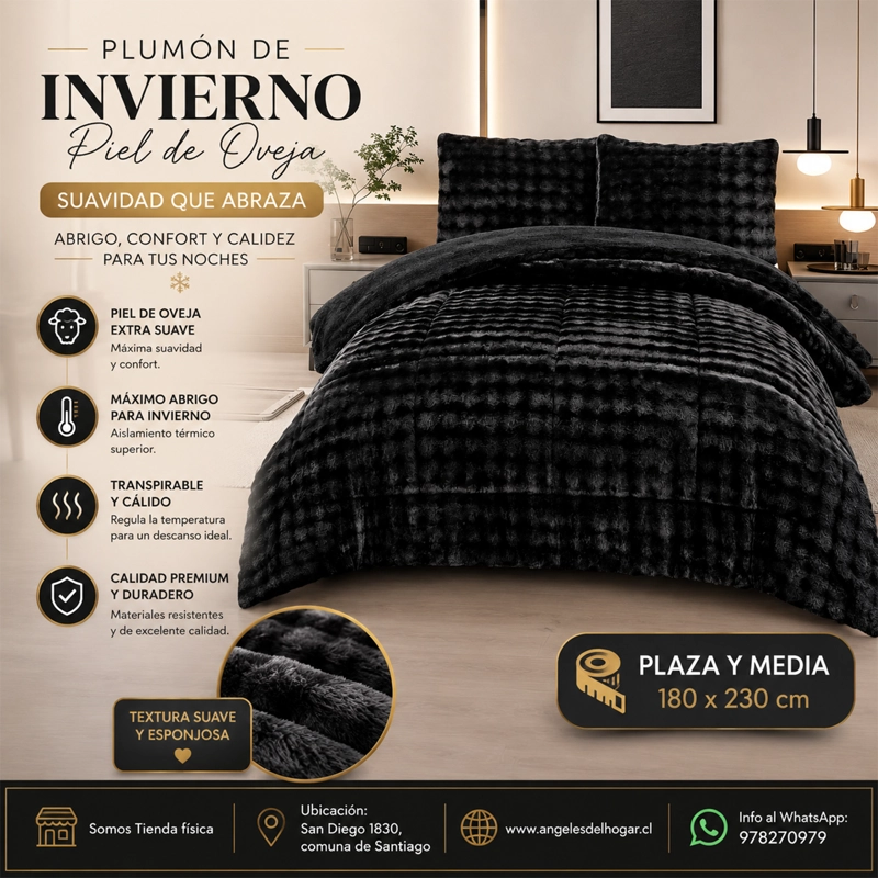 PLUMON DE INVIERNO IMITACION PIEL DE OVEJA PLAZA Y MEDIA - 2