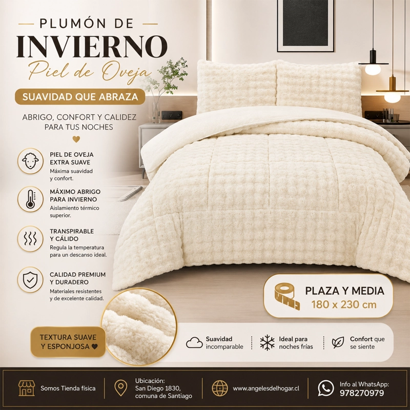 PLUMON DE INVIERNO IMITACION PIEL DE OVEJA PLAZA Y MEDIA - 2