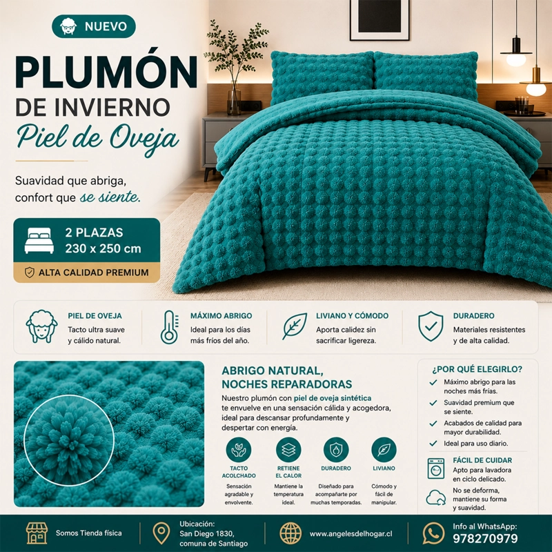 PLUMON DE INVIERNO IMITACION PIEL DE OVEJA 2 PLAZAS - 2