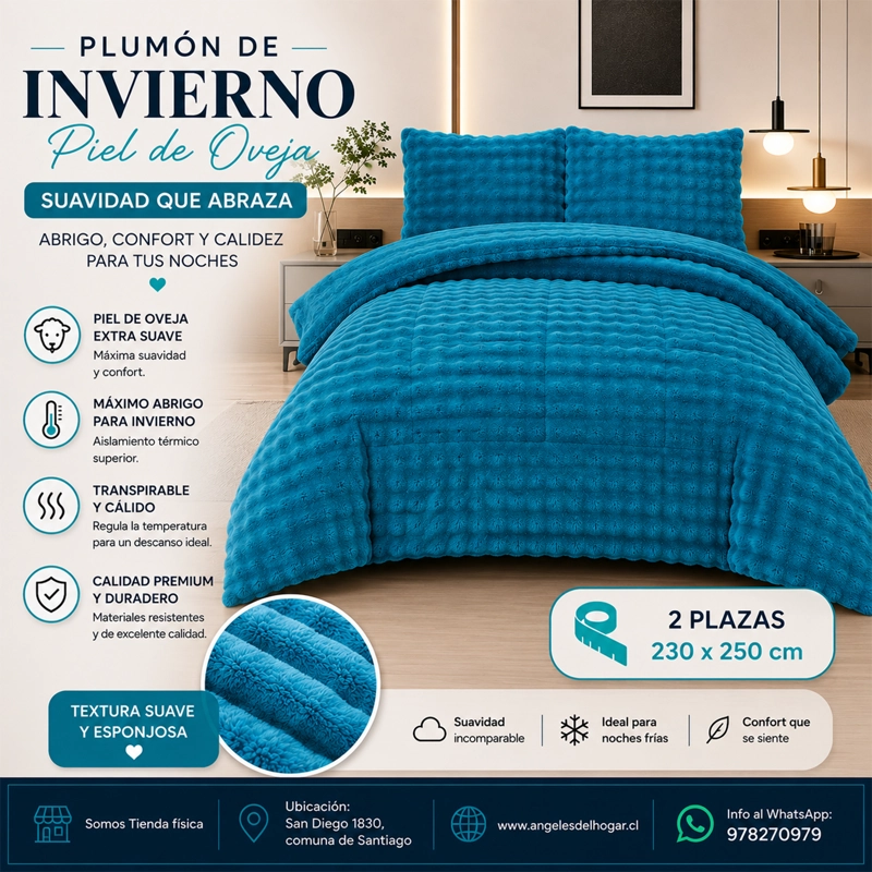 PLUMON DE INVIERNO IMITACION PIEL DE OVEJA 2 PLAZAS - 2