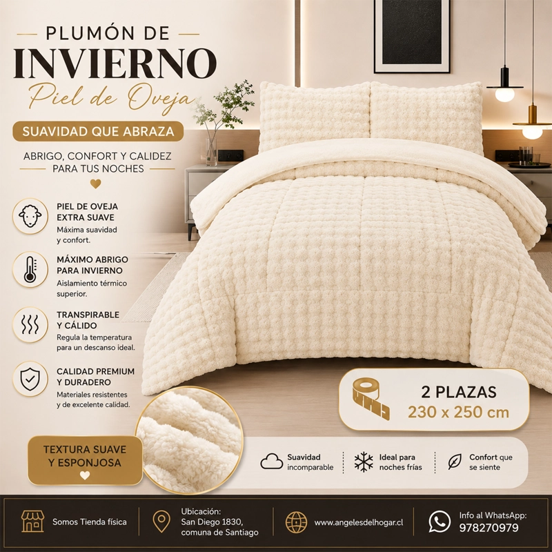 PLUMON DE INVIERNO IMITACION PIEL DE OVEJA 2 PLAZAS - 2