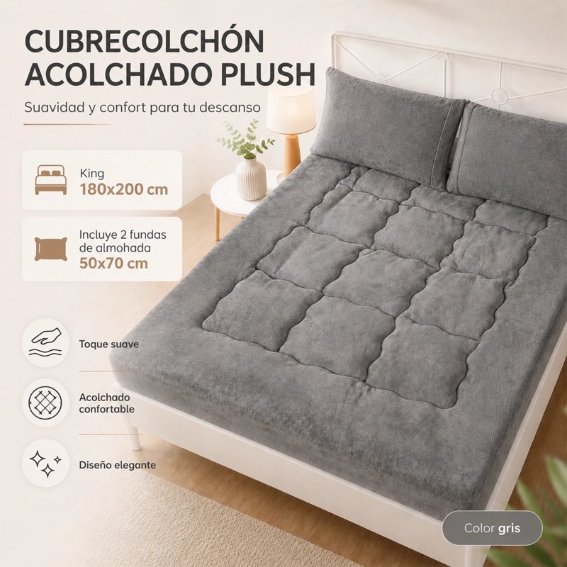 CUBRE COLCHON ACOLCHADO GRUESO TAMAÑO KING - 1