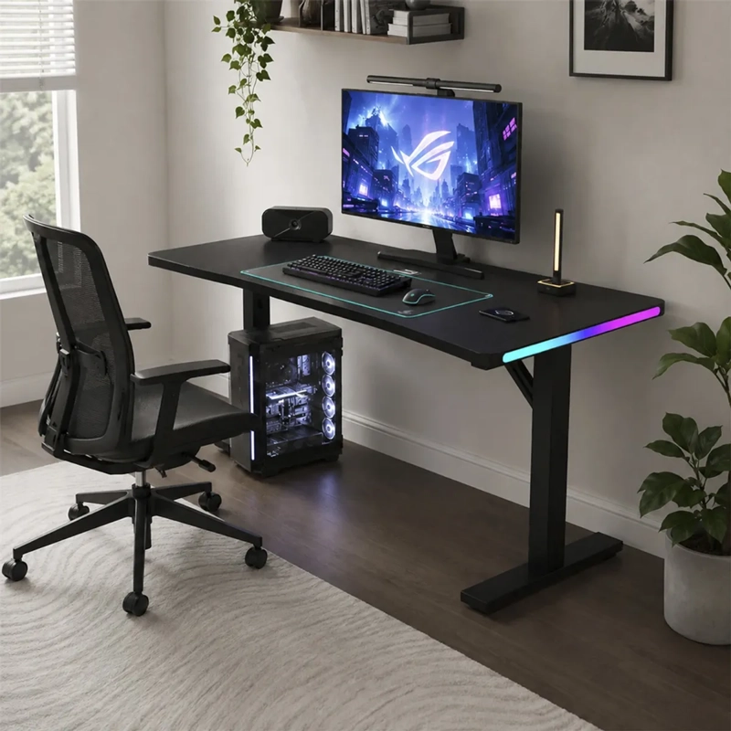 ESCRITORIO GAMING 120 CM CON LUZ RGB, SUPERFICIE ANTIDESLIZANTE Y PATAS EN T - 2