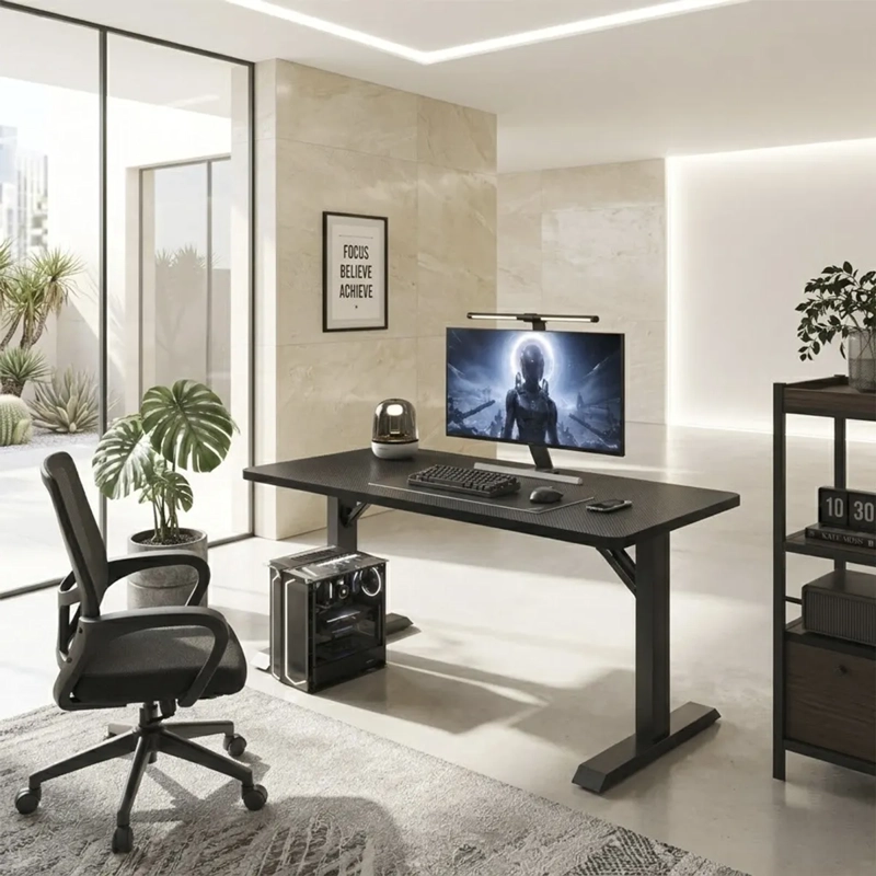 ESCRITORIO GAMER 120 CM NEGRO – SOPORTE HASTA 80 KG, DISEÑO MODERNO Y ESTABLE - 2