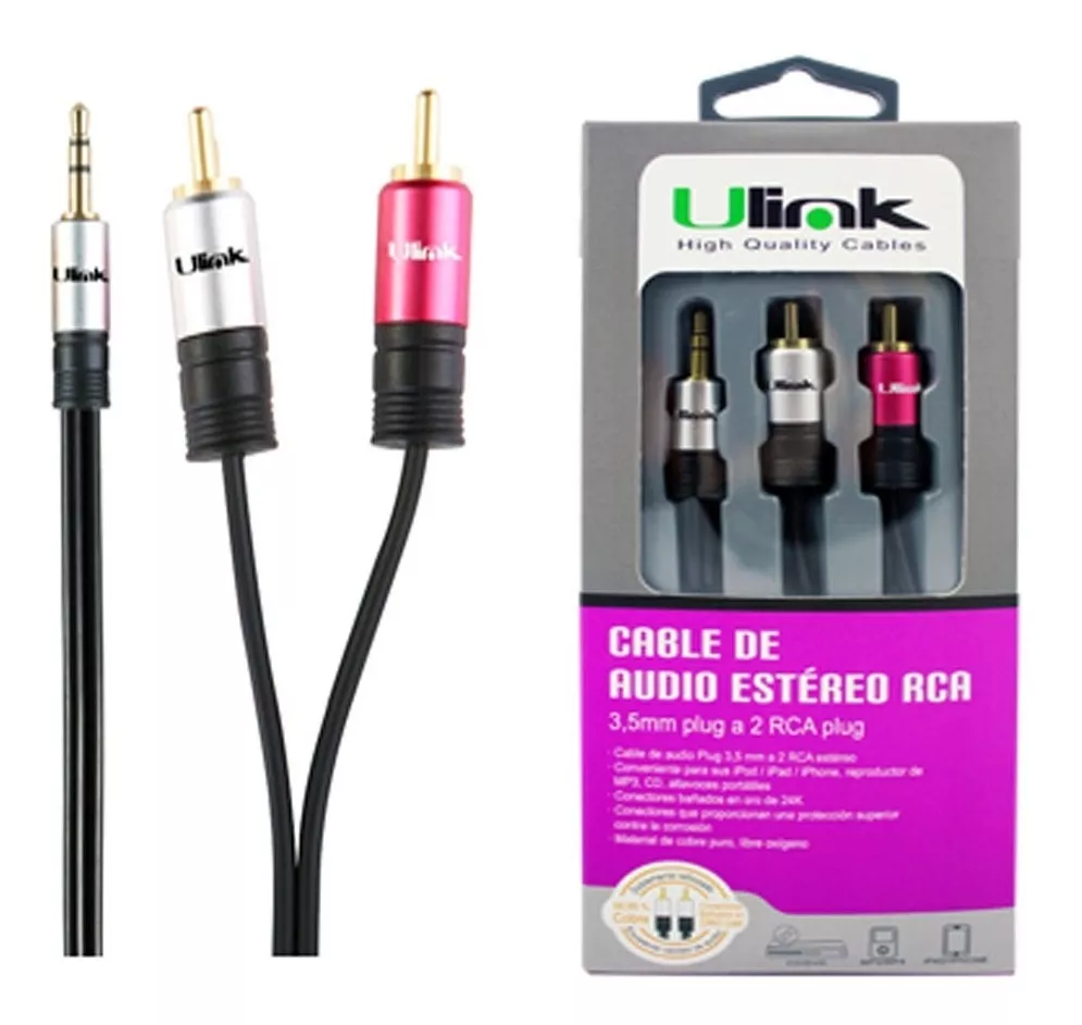 CABLE ULINK AUDIO 3.5 A 2 RCA 1,8 MTS PREMIUM - 3
